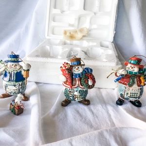 Thomas Kinkade Memories of Christmas Snowman Ornaments, Set 12